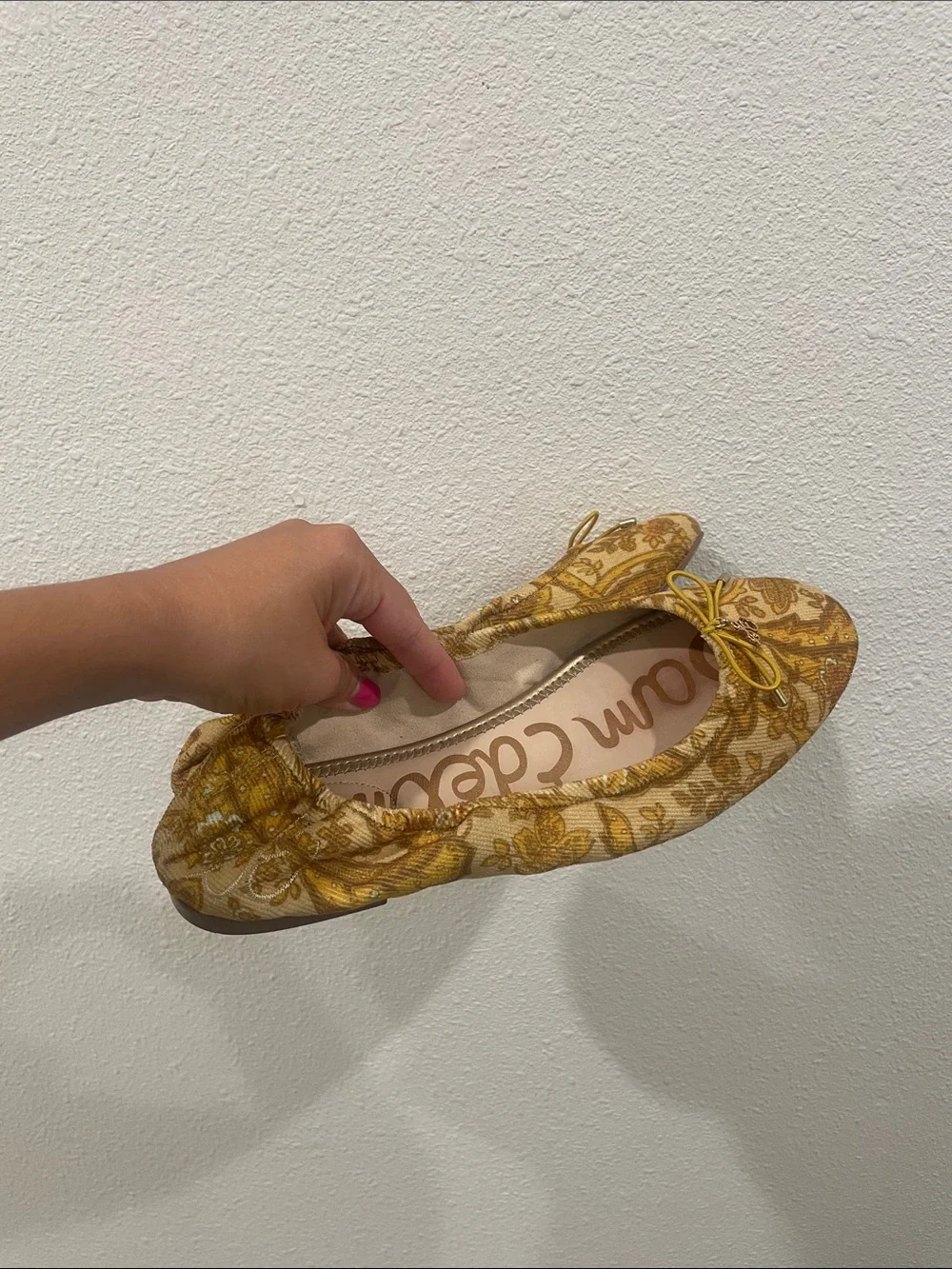 Sam Edelman Mustard Floral Paisley Print Ballet Flats Size 9